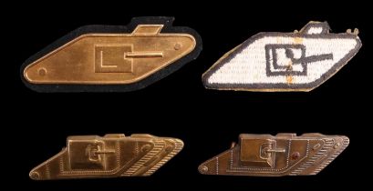 Four various Tank Corps / Royal Tank Regiment arm badges