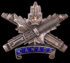 A Great War Canadian Machine Gun Corps enamelled Sterling standard white metal sweetheart brooch