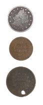 An 1804 US "Draped Bust" half cent coin, crosslet four and stems, together with a 1900 "Indian