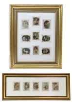 14 framed cigarette silks by BDV Cigarettes: The Old Masters and artists, etc; uniformly framed in