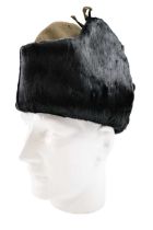A Second World War British army cold weather sealskin hat