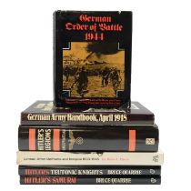 A group of books on Imperial and German Third Reich military history, uniforms, orders of battle