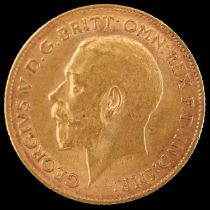 An Edwardian 1912 gold half sovereign coin