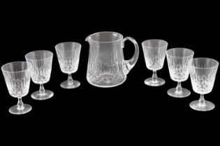 A 1980s set of Edinburgh Crystal Appin pattern glasses and water jug, latter 14.5 cm