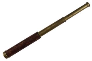A Victorian two-draw brass telescope having a one inch objective lens, optics complete, length 47 cm