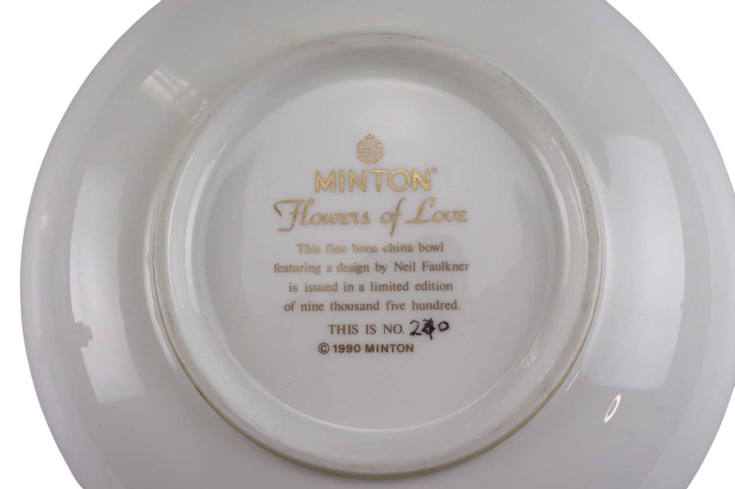 A Minton Flowers of Love Ltd Edition bowl designed by Neil Faulkner, 29 cm - Image 2 of 2