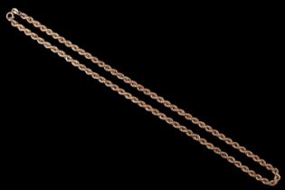 A 9 ct gold rope-link princess length necklace, London, (date illegible), 7.04 g, 47 cm