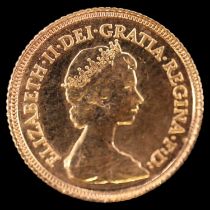 A 1982 gold half sovereign coin