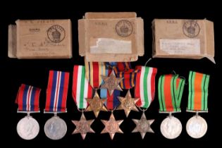 A group of Second World War British campaign medals and three medal cartons