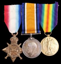 A 1914-15 Star, British War and Victory Medals to18784 Pte J N Lancashire, Border Regiment