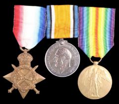 A 1914-15 Star, British War and Victory Medals to 11527 L Sjt H Day, Border Regiment