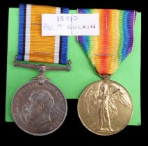 British War and Victory medals to 15810 Pte T McGuckin, Border Regiment