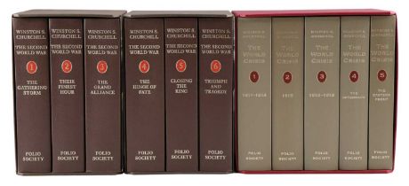 Folio Society, Churchill, "The Second World War", six volumes in slip cases; together with ibid, "
