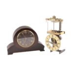 A novelty single pointer table clock, the escapement comprising a rotating arm swinging a ball and