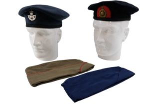 Two US army Garrison Caps together with post-War Royal Marines and RAF berets