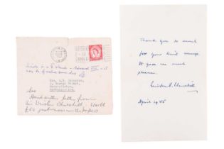 A 1955 auto-pen letter from Sir Winston Churchill "Thank you so much for your kind message. It