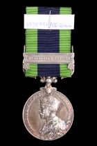 An India General Service Medal with Waziristan 1921-24 clasp to 3590883 Pte F Gill, Border Regiment