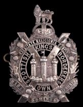 A King's Own Scottish Borderers officer's 1914 assayed silver cap badge