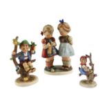 Three Hummel / Geobel figurines including Apple Tree Boy, tallest 19 cm