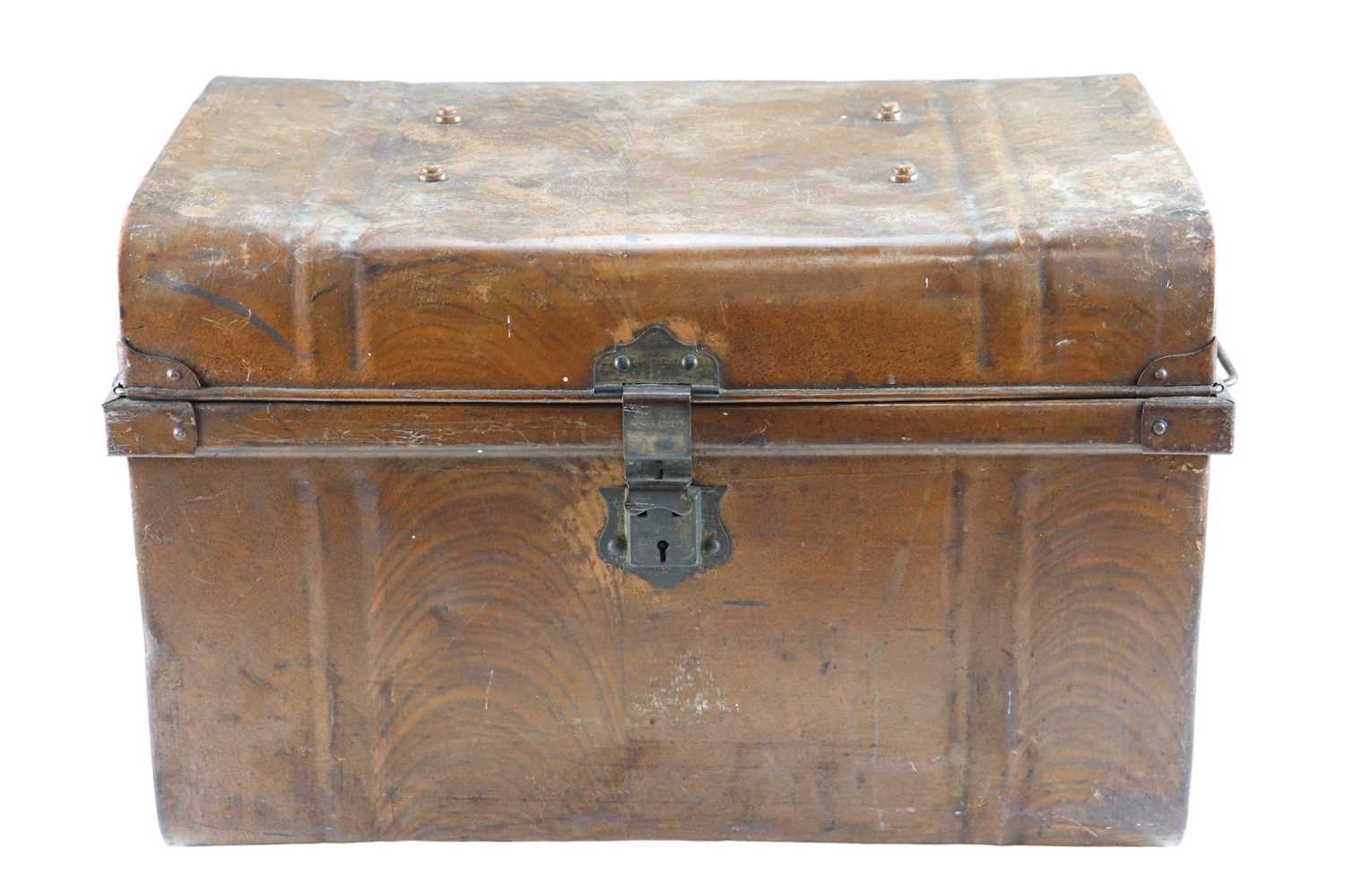 A Victorian scumbled tinplate luggage trunk, 60 cm x 41 cm x 40 cm - Image 2 of 2