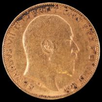 An Edwardian 1902 gold half sovereign coin