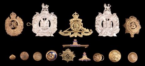 A small group of Great War / Second World War British army cap and other badges including two