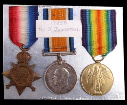 A 1914-15 Star, British War and Victory Medals to 17858 Pte J Johnston, Border Regiment