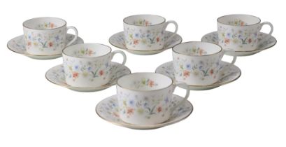 Six Coalport English Garden tea cups and saucers