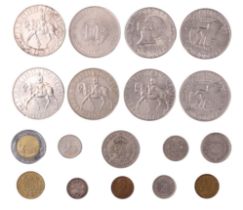 Two 1970s US Eisenhower dollars together with a group of GB royal commemorative coins, etc
