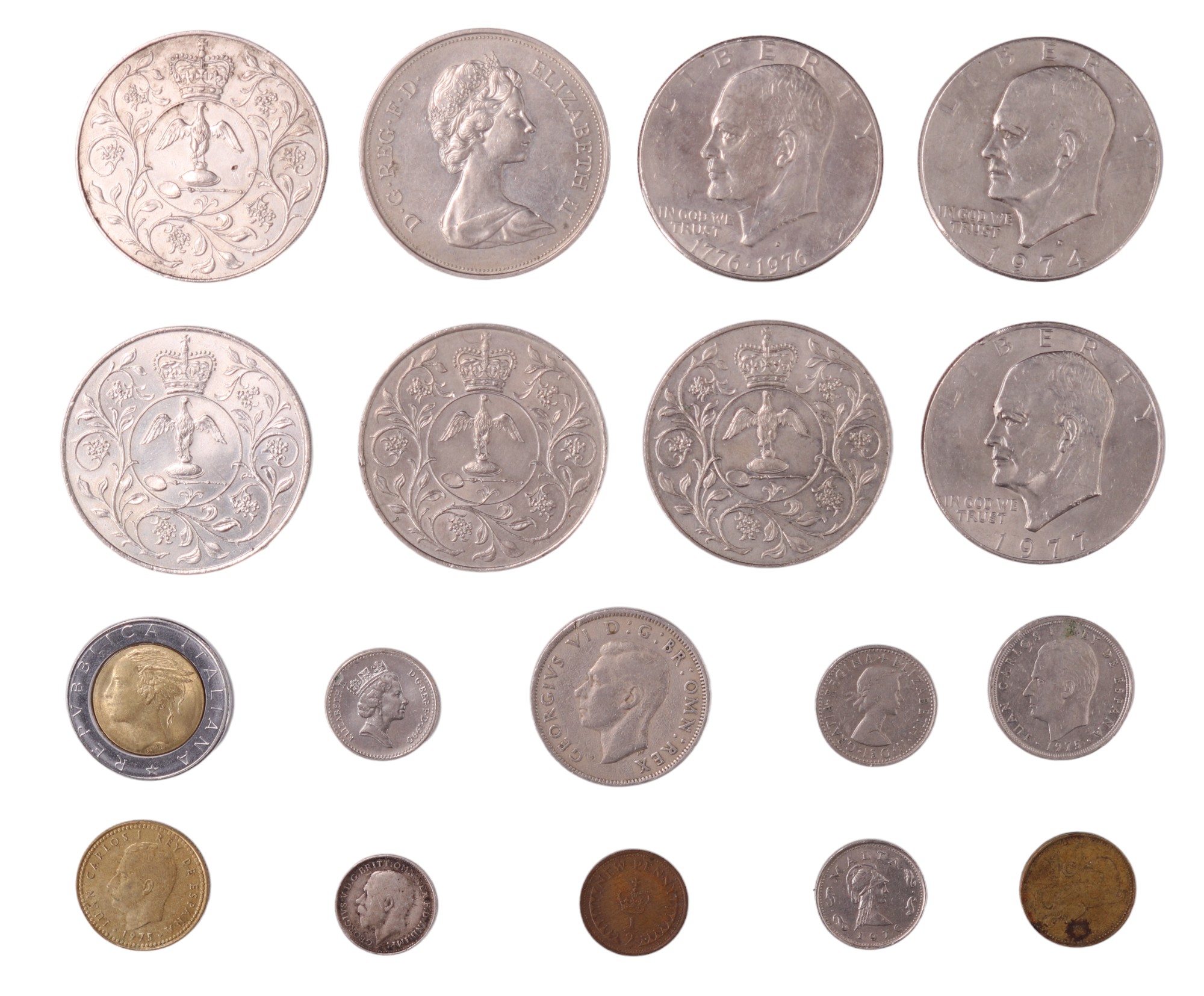Two 1970s US Eisenhower dollars together with a group of GB royal commemorative coins, etc - Image 2 of 2