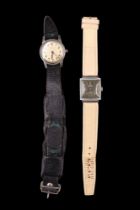 A 1940s EMES "Military Service" stainless steel wristwatch by Helbros Watch Co having a crown-