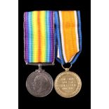 British War and Victory Medals to 33588 Pte F V S Smith, Border Regiment