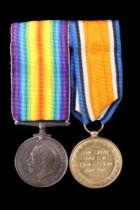 British War and Victory Medals to 33588 Pte F V S Smith, Border Regiment