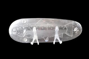 A Bohemia moulded glass salmon platter, 60 x 20 cm