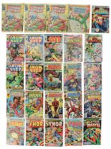 A group of 1970s Marvel comic books comprising The Mighty Thor, Daredevil, Iron Fist, The Man-Thing,