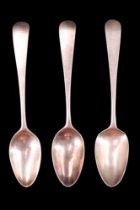 Three George III silver Hanoverian pattern tea spoons, London, George Gray, 1787, [sponsor's marks