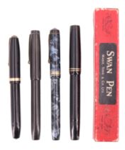 A Mabie Todd "Swan" fountain pen in original carton, together with Conway Stewart 84 and 388 pens, a