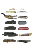 A collection of folding, clasp and pen knives