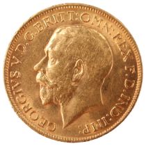 A 1915 gold sovereign coin