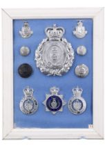 A collection of Dewsbury Borough Police badges and insignia