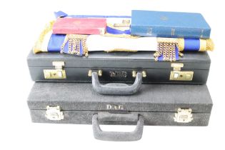 A quantity of cased Masonic regalia and ephemera of the Middlesex Lodge, including a pair of