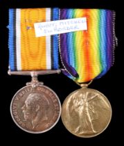 British War and Victory Medals to 2 Lieut J A Mitchell. [James Alexander Mitchell, (1898-1917), died