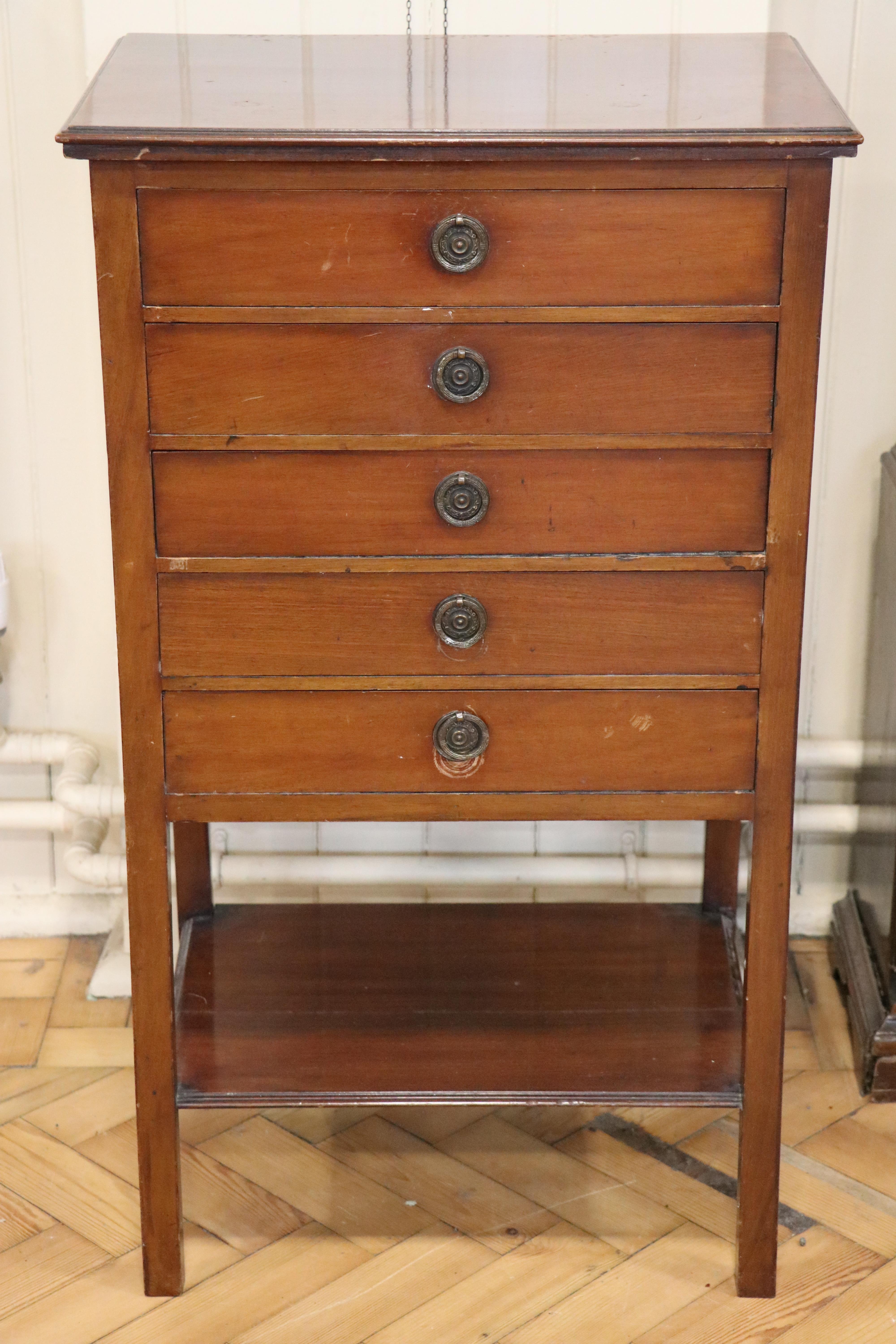 A George V Lidstone patent mahogany music cabinet, 52 cm x 37 cm x 90 cm