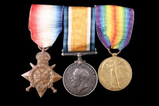 A 1914-15 Star, British War and Victory medals to 12018 Pte H Sharp, Border Regiment
