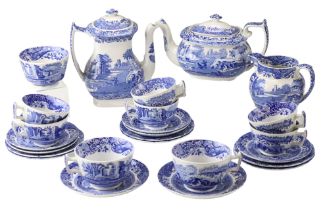 A Spode Italian blue-and-white tea and coffee set comprising six cups, saucers and side plates, a