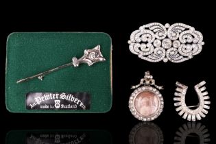 A small group of vintage and contemporary costume jewellery including an early 20th Century paste-