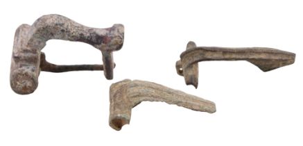 Three Romano-Britannic fibulae brooches, longest 4 cm