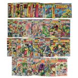 A group of 1970s Marvel comic books comprising Guardians of the Galaxy, The Titans, The Champions,