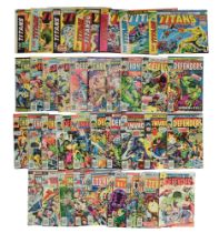 A group of 1970s Marvel comic books comprising Guardians of the Galaxy, The Titans, The Champions,
