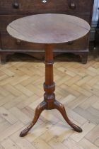 A late Georgian / early Victorian walnut / fruitwood tripod wine table, 46 cm x 73 cm